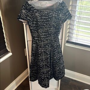 Eva Rose Black Science/Mathematics Print Dress